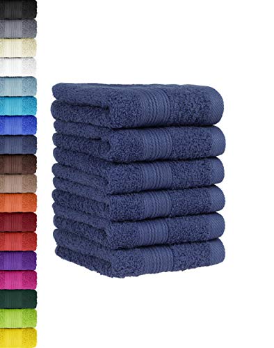 6 TLG. Gästetuch Set in vielen Farben 100% Baumwolle 6er Pack Gästetücher 30x50 cm Navy von BaSaTex