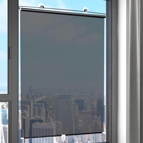 Saugnapf Verdunkelungsrollos für Fenster Tragbarer Sonnenschutz Sichtschutz Stick on Sonnenschutz für Auto Haus und Balkon (68B x 125H cm) von Bascabeen