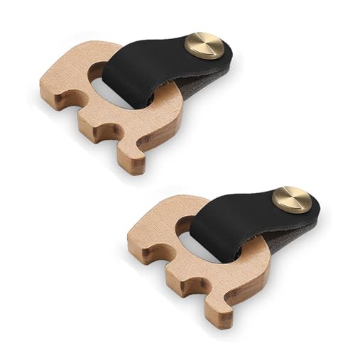 Schubladengriffe in Elefantenform, Leder, 2 Stück, Buchenholz, Schubladengriffe für Kinderzimmer, Kleiderschrank, Küchenschrank, Hardware (schwarz) von Bascabeen