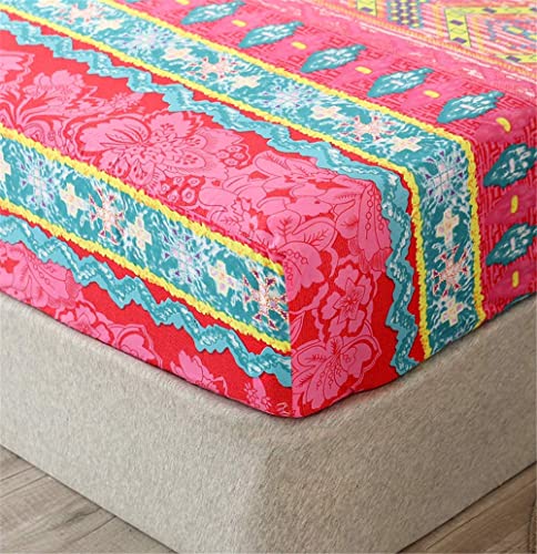 Spannbettlaken für Doppelbett, niedliches Cartoon-Auto, 30 cm tief, weich, gebürstete Mikrofaser, atmungsaktiv, pflegeleicht, lichtbeständig (Böhmisches Rot, 90 x 200 + 30 cm) von Bascabeen