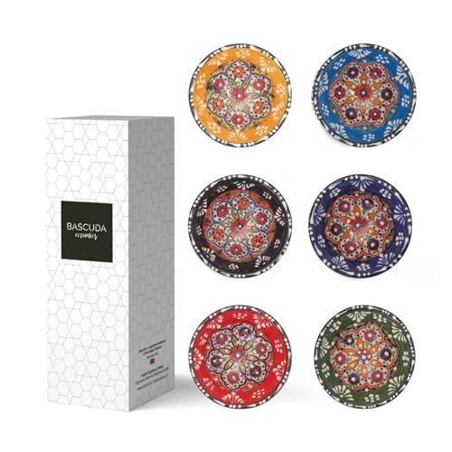 Bascuda Kleine Keramikschalen 6er-Set - Klein Snack Schalen für Tapas, Dessert, Snack Schüssel - Bunte Dekorative Handarbeit Schalen - Ø 8 cm von Bascuda