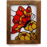 Blumen Und Schmetterlinge - Vintage Glasmalerei/Holzrahmen 2Er Set Blumen Und Schmetterlinge - Vintage Glasmalerei/Holzrahmen 2Er Set von BasementandCo