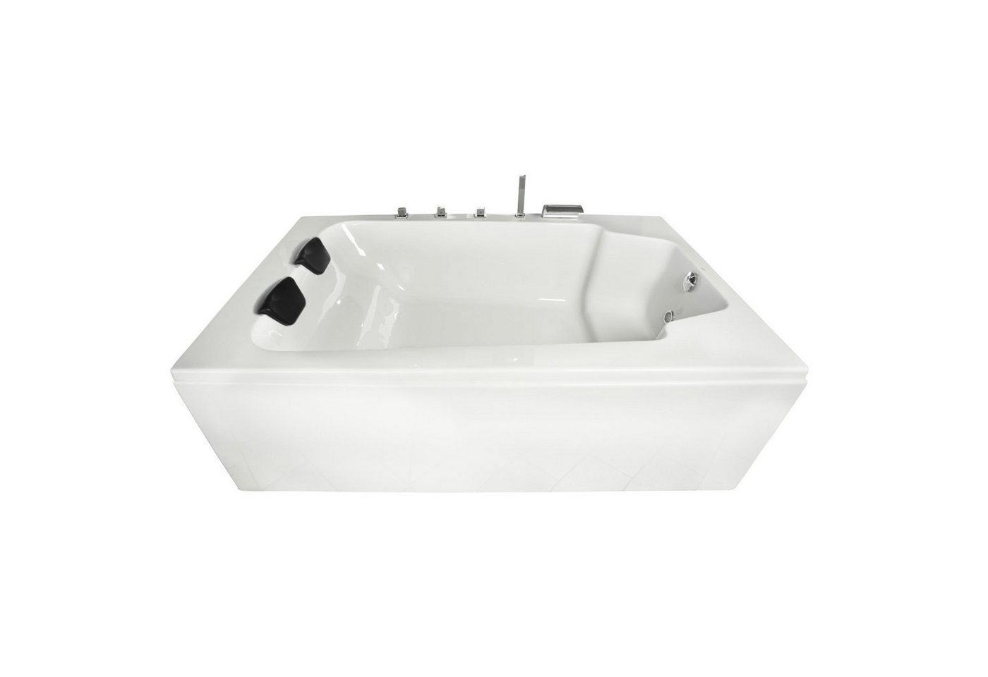 Basera® Badewanne Badewanne XXL Milos 190 x 120 cm für 2 Personen, (Komplett-Set), mit Wasserfall, LED und Kopfstützen von Basera®