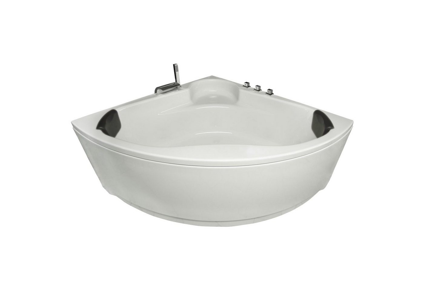 Basera® Badewanne Eck-Badewanne Futuna 140 x 140 cm, (Komplett-Set), mit Wasserfall, LED und Kopfstützen von Basera®