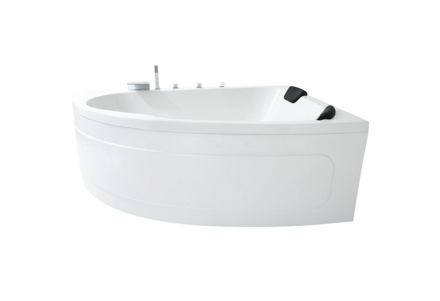 Basera® Badewanne Eck-Badewanne Guam Rechts 180 x 130 cm für 2 Personen, (Komplett-Set), mit Wasserfall, LED und Kopfstützen von Basera®