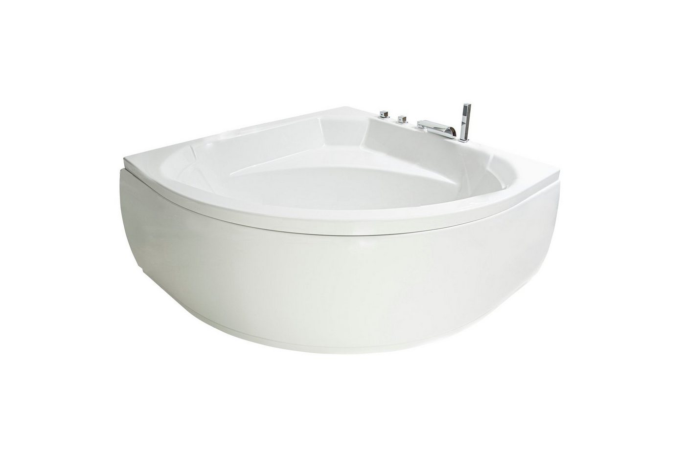 Basera® Badewanne Eck-Badewanne Korfu 155 x 155 cm, (Komplett-Set), mit Wasserfall, LED und Kopfstützen von Basera®