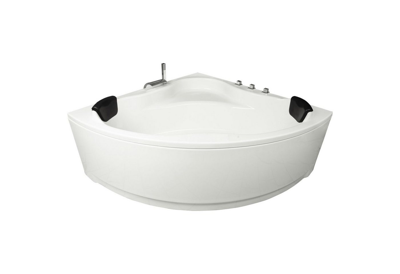 Basera® Badewanne Eck-Badewanne Malai 150 x 150 cm, (Komplett-Set), mit Wasserfall, LED und Kopfstützen von Basera®