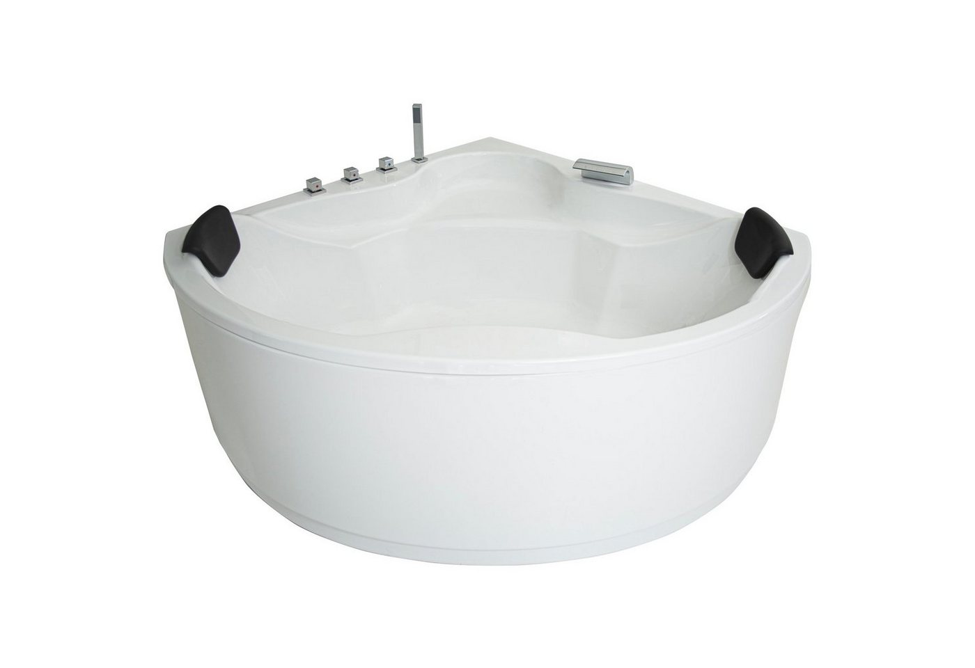 Basera® Badewanne Eck-Badewanne Nendo 149 x 149 cm, (Komplett-Set), mit Wasserfall, LED und Kopfstützen von Basera®