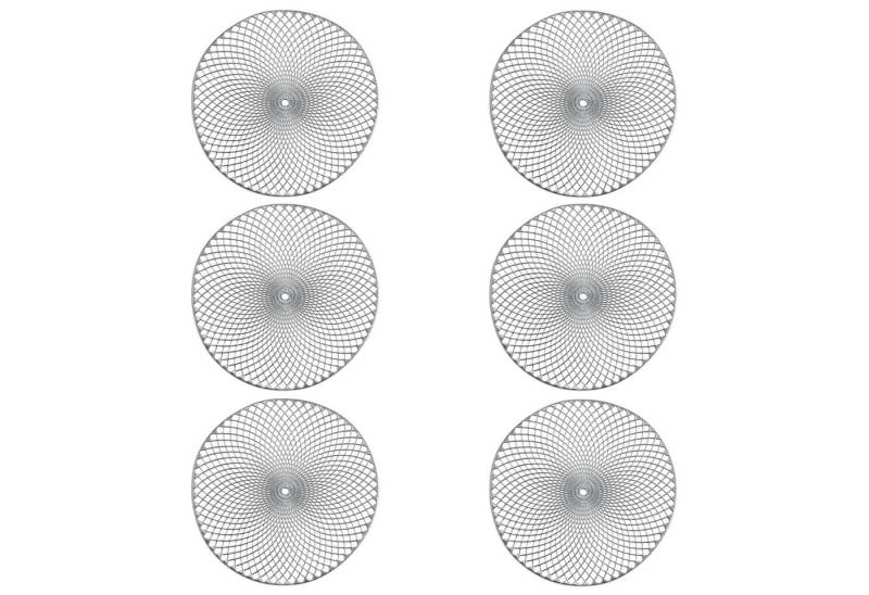 Basera® Platzset 6er-Platzset Ornament Kunststoff rund, (6-St), silber, Ø 36,5 cm von Basera®