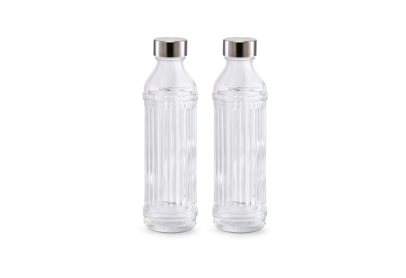 Basera® Trinkflasche 2er-Set Glasflasche mit Edelstahlverschluss, 500 ml von Basera®