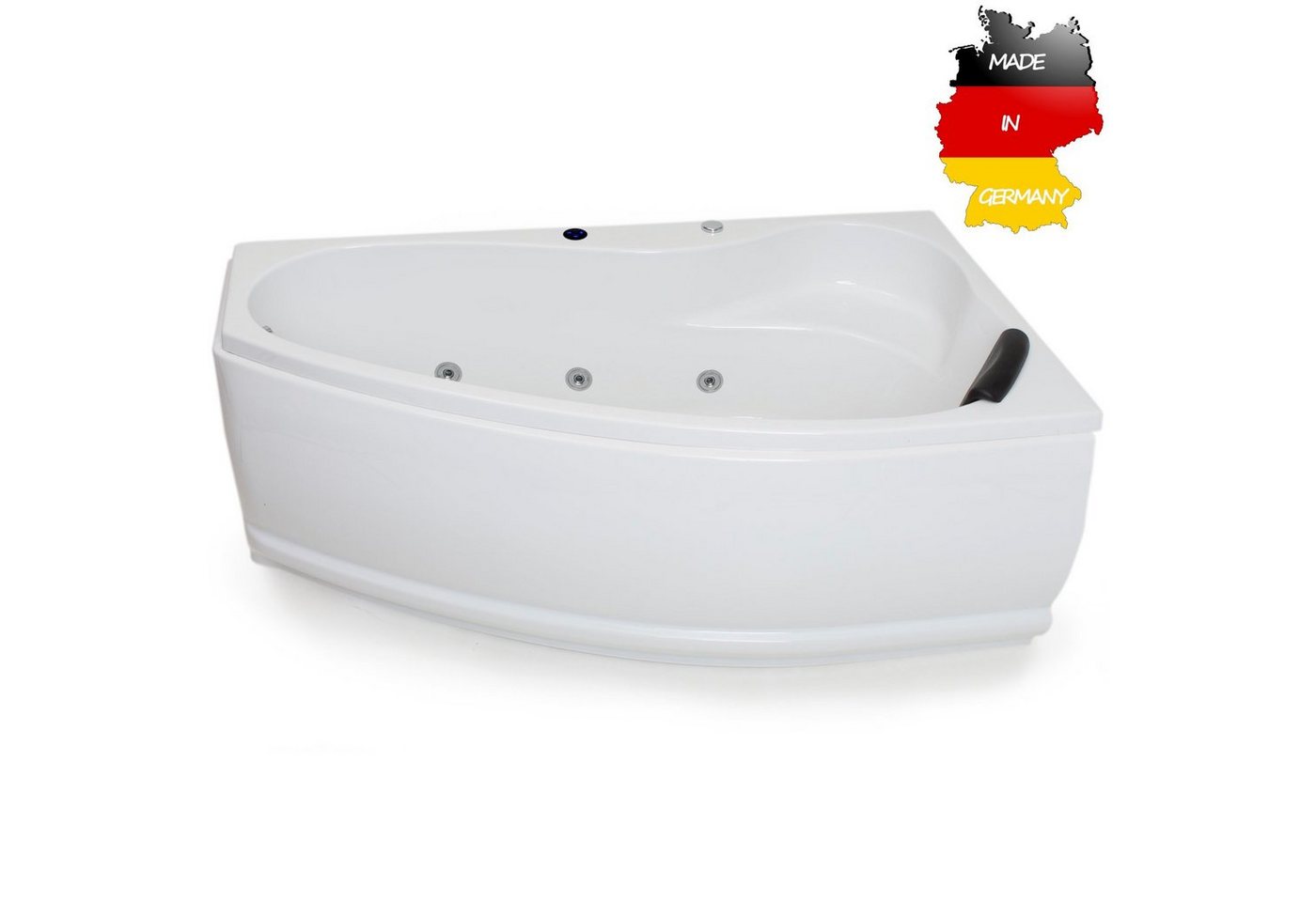 Basera® Whirlpool-Badewanne BASIC Indoor Eck-Whirlpool Badewanne Formentera Rechts 160 x 90 cm, (Komplett-Set), mit 9 Massagedüsen, LED von Basera®