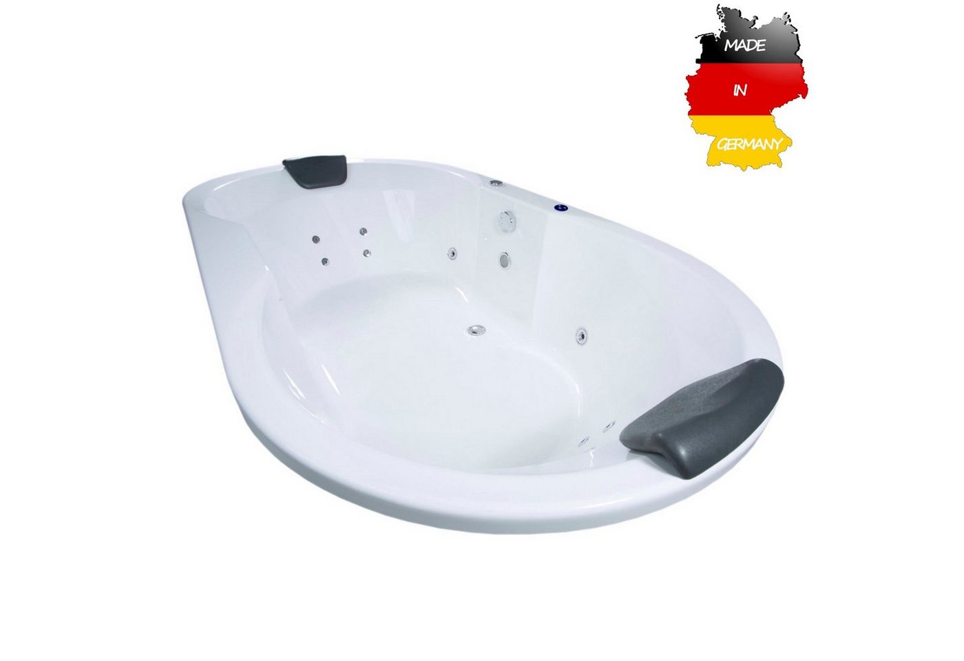 Basera® Whirlpool-Badewanne BASIC Indoor Podest-Whirlpool Badewanne Corvo 195 x 100 cm, (Komplett-Set), mit 12 Massagedüsen, LED von Basera®