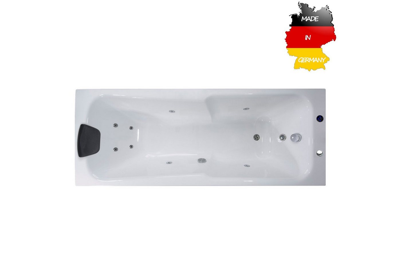 Basera® Whirlpool-Badewanne BASIC Indoor Whirlpool Badewanne Bali 170 x 75 cm, (Komplett-Set), mit 8 Massagedüsen, LED von Basera®