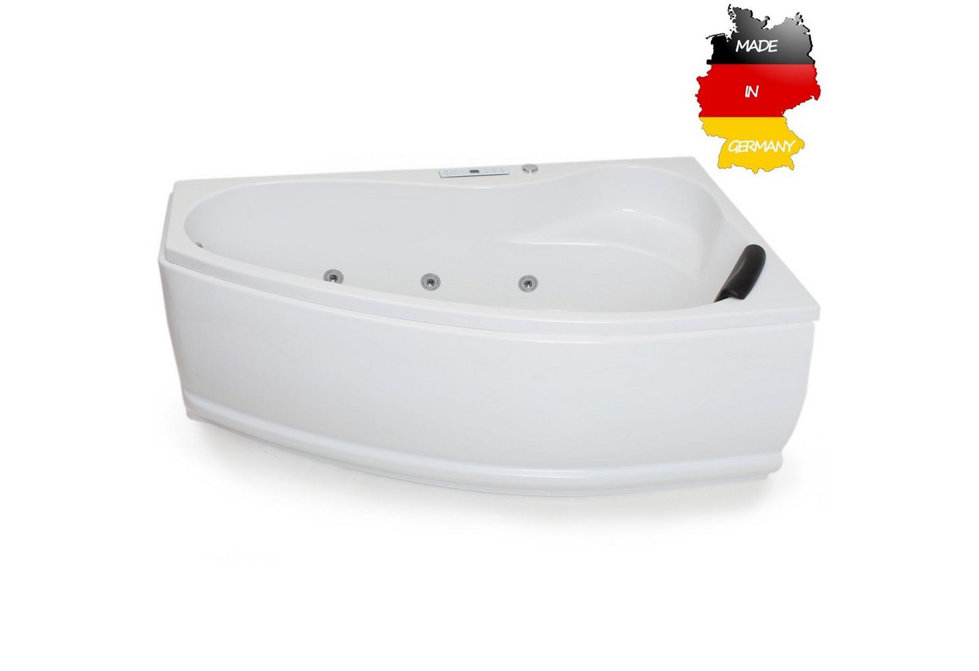 Basera® Whirlpool-Badewanne CLASSIC Indoor Eck-Whirlpool Badewanne Formentera Rechts 160 x 90 cm, (Komplett-Set), mit 17 Massagedüsen, LED, Touchpanel, Bluetooth und Radio von Basera®