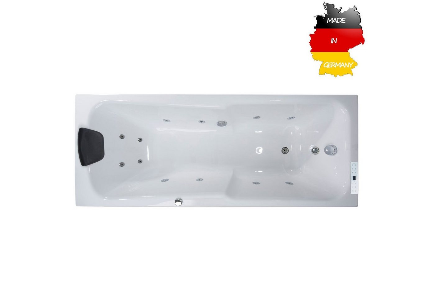 Basera® Whirlpool-Badewanne CLASSIC Indoor Whirlpool Badewanne Bali 170 x 75 cm, (Komplett-Set), mit 12 Massagedüsen, LED, Touchpanel, Bluetooth und Radio von Basera®