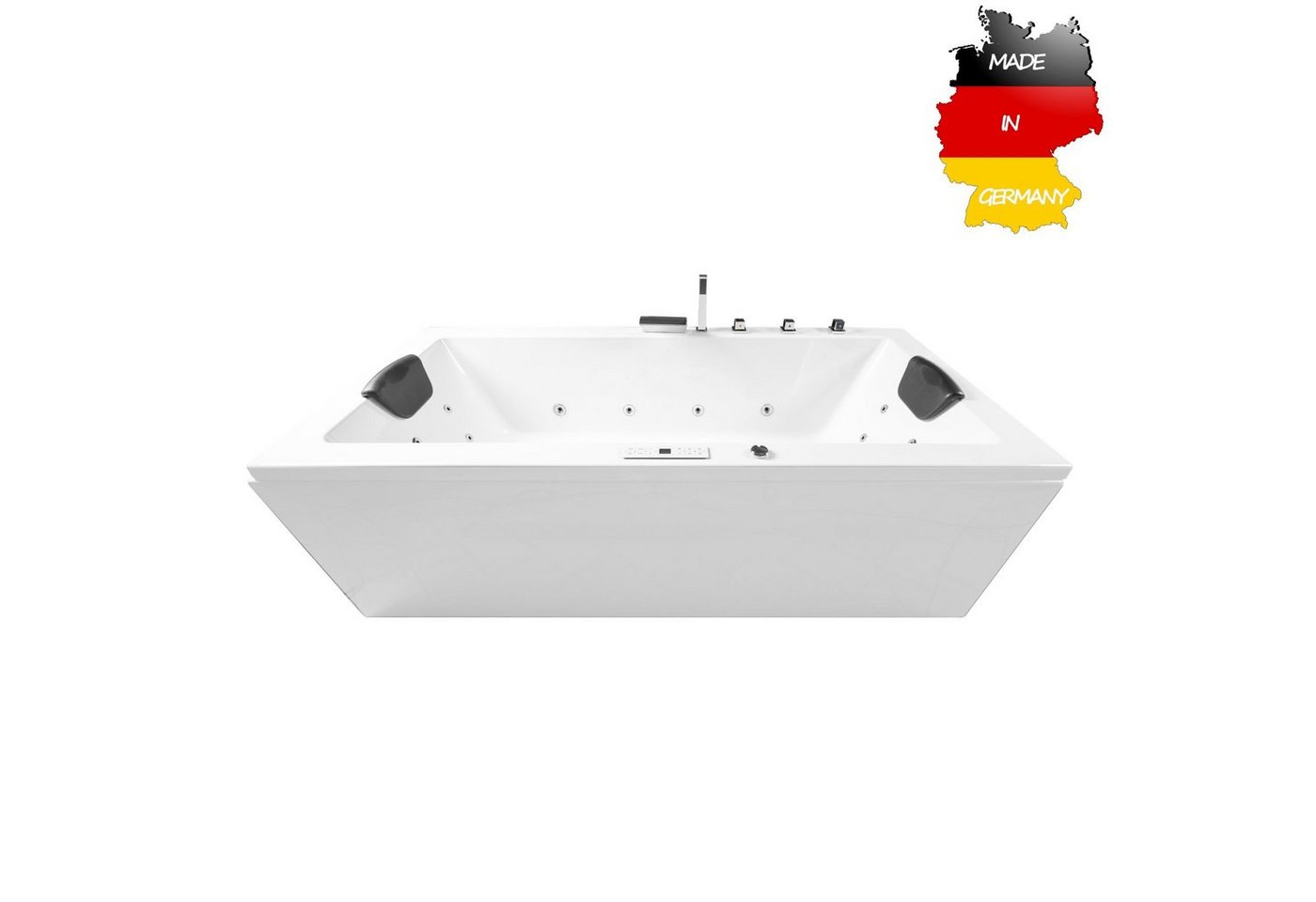 Basera® Whirlpool-Badewanne CLASSIC Indoor Whirlpool Badewanne Naxos 140 x 75 cm, (Komplett-Set), mit 24 Massagedüsen, Wasserfall, LED, Touchpanel, Bluetooth und Radio von Basera®