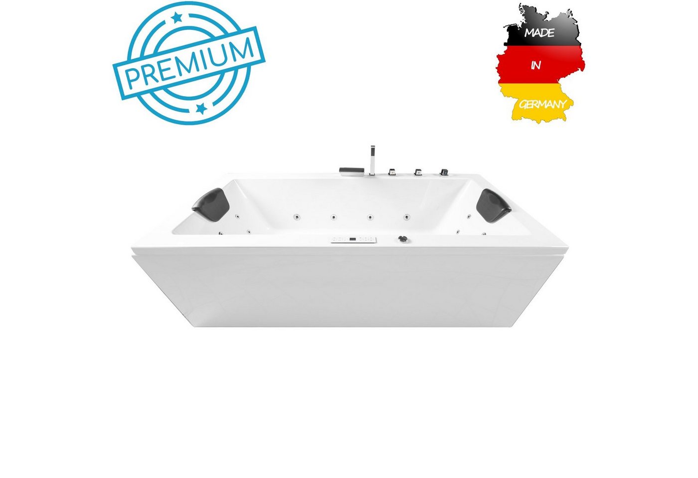 Basera® Whirlpool-Badewanne PREMIUM Indoor Whirlpool Badewanne Naxos, (Komplett-Set), mit 24 Massagedüsen, Heizung, Ozongenerator, Bodenansaugung, Wasser... von Basera®