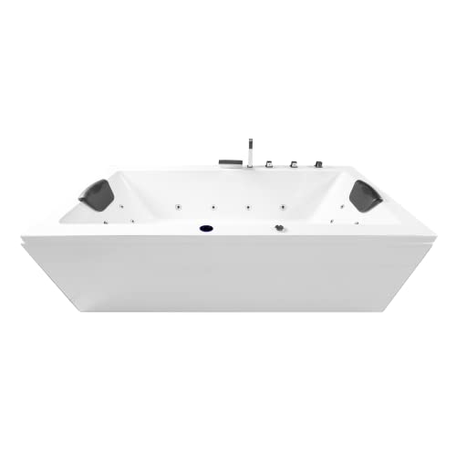 Basera® BASIC Indoor Whirlpool Badewanne Naxos mit 16 Massagedüsen, Wasserfall, LED-Ambiente von Basera