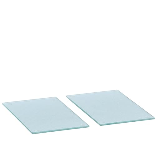 Glasschneidebrettchen 2er Set aus Sicherheitsglas mit Silikonfüßen, transparent, 25 x 15 cm von Basera