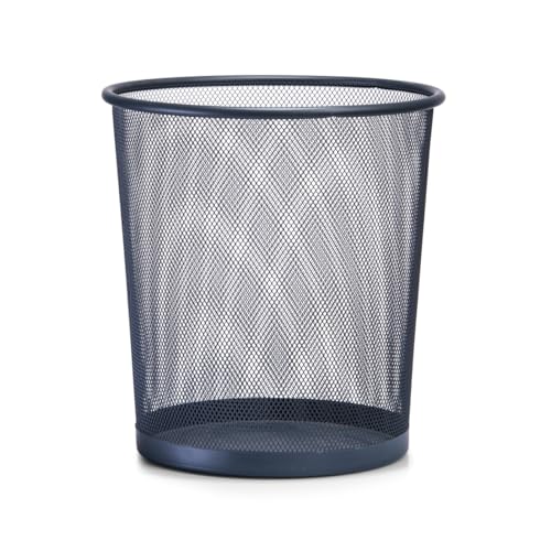 Papierkorb Mülleimer für Büro, Bad, Jugendzimmer & Kinderzimmer, 28 x Ø26 cm, Metallgeflecht, rund (anthrazit) von Basera