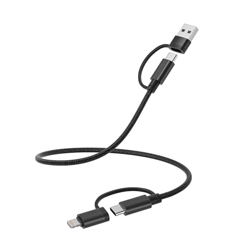 Basesailor Multi USB C Ladekabel 0.3M,60W 4 in 1 Typ C Kabel mit USB-A/Lightning Adapter,USBC Universal Schnellladekabel Charging Cable für iPad 8 9 Pro 10 Air 4 5 Mini 6 7,A54 A53 A13 A35 A34 A33 A73 von Basesailor