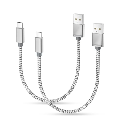 Basesailor USB C Ladekabel Kurz 0.3M 2Stück,Nylon Typ C Schnellladekabel,Auto Kabel für Neu iPhone 16 15 Pro Max,Samsung Galaxy Tab A8 S9 S8,A54 S24 Plus Ultra,Carplay,Kindle Fire HD 2019 10th 2022 von Basesailor