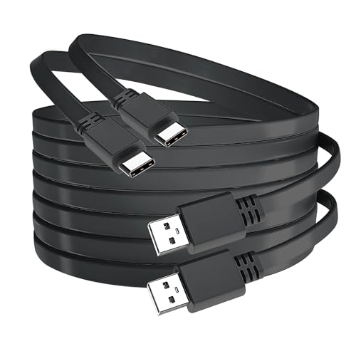 Basesailor USB A auf USB C Ladekabel 3M 2Stück,Lange Flach Schnellladekabel Typ A 2.0 zu USBC Kabel für Sony PS5 Playstation 5 Dualsense,Micorsoft Xbox X S,Switch Pro Controller,4 6,iPhone 15 Plus Max von Basesailor