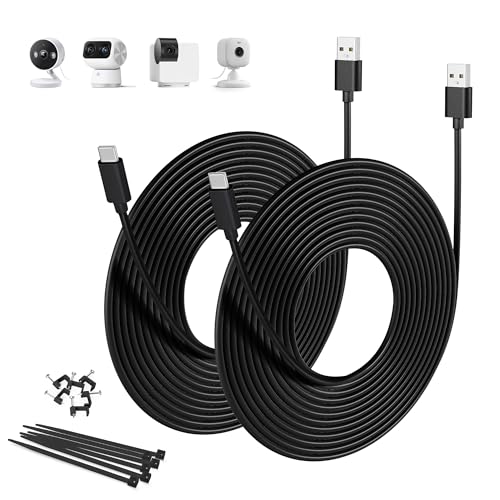 Basesailor USB C Kabel Lang 6M 2Stück,USB A zu Typ C Ladekabel,Lange Camera USBC Kabel,Stromverlängerungskabel Typ C 2.0 mit Petcube Cam 360,TP-Link Tapo 2k C120,Eufy SoloCam C210/S340,Indoor Cam S350 von Basesailor