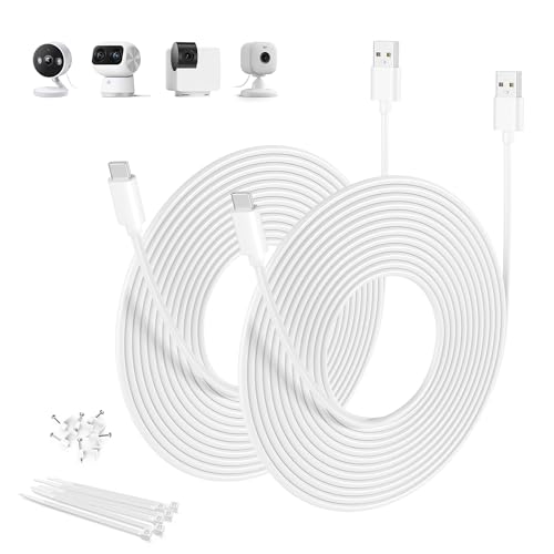 Basesailor Stromverlängerungskabel Sicherheitskameras USB Typ C 2.0 9M 2Stück,USB A auf Typ C Verlängerungs,Extra Lange USB C Kabel mit Xiaomi Smart Camera C400,Blink Outdoor 4,Mini 2,Petcube Cam 360 von Basesailor