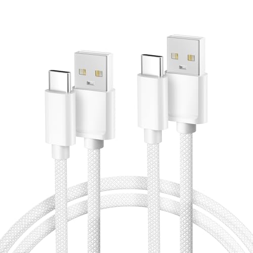 Basesailor USB C Ladekabel 2M 2Stück,Weiß Nylon Typ C Datenkabel für New Kindle Fire HD 10 9th 2019 8 10th 2020 11. Gen 2021 Generation,Samsung Galaxy Z Fold 5 4,A54 A53 A42 A34 A23,Moto G8 G9,Carplay von Basesailor
