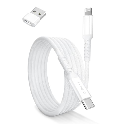 Basesailor USB C auf Lightning Ladekabel 1M mit USB A Adapter,Kurz Fast Kable,Typ C Netzteil PD Schnellladekabel für iPhone 14 13 12 11 Xr Xs Mini Pro Max SE Plus 2021,A/PPLE IOS Airpods 3 2,iPad 8 9 von Basesailor