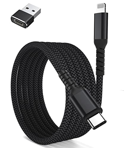 Basesailor USB C auf Lightning Ladekabel 2M mit USB A Adapter,Lang Fast Nylon Kable,Typ C Power PD Schnellladekabel für iPhone 14 13 12 11 Xs X Xr Mini Pro Max SE Plus 2021,IOS Airpods 3 2,iPad 7 8 9 von Basesailor