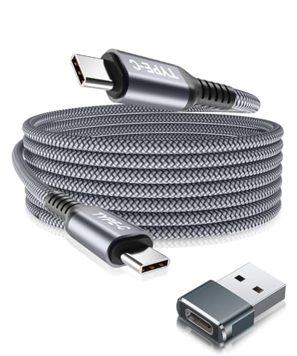 Basesailor USB C auf Typ C 100W Kabel 2M mit USB A Adapter,Schnellladekabel PD Ladekabel für iPhone 15 Max,MacBook Pro Mac,iPad 11,Samsung Galaxy Z Flip Fold 5 S22 S23 Plus Ultra,A33 A53 A54 5G,Tab S9 von Basesailor