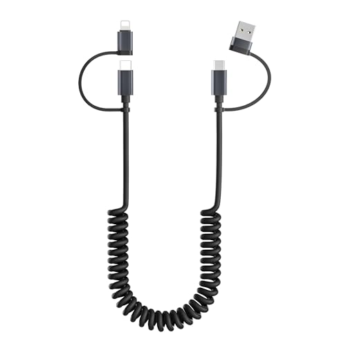 Basesailor für iPhone 16 15 Pro Max Auto Spiralkabel 1.2M,Multi USB C Ladekabel,4 in 1 Universal Apple CarPlay Schnellladekabel mit Lightning und USBC Adapter für iPhone 14 13 12 11 Xr Xs 8 Plus Mini Basesailor für iPhone 16 15 Pro Max Auto Spiralkabel 1.2M,Multi USB C Ladekabel,4 in 1 Universal Apple CarPlay Schnellladekabel mit Lightning und USBC Adapter für iPhone 14 13 12 11 Xr Xs 8 Plus Mini von Basesailor