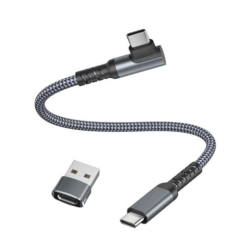 USB C 100W Kabel 0.3M mit USB A Adapter,90 Grad Winkel USBC Charger Schnellladekabel PD Ladekabel für iPhone 16 15 Max,MacBook Mac Air 5 6,Neu iPad Pro,Samsung Galaxy S24 Plus Ultra A54 M33,Tab S9 A8 von Basesailor