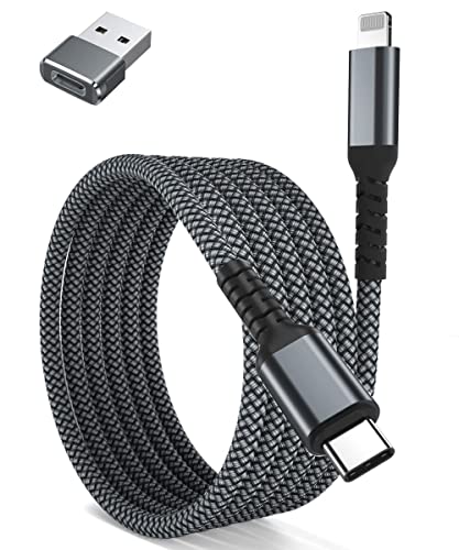 Basesailor USB C auf Lightning Ladekabel 3M mit USB A Adapter,Lang Nylon Kable,Typ C Netzteil PD Schnellladekabel für iPhone 14 13 12 11 Xs X Mini Pro Max SE Plus 2021,APPLE IOS Airpods 3 2,iPad 7 8 9 von Basesailor