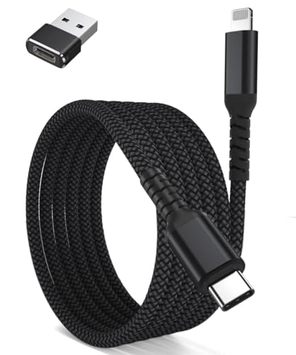 Basesailor USB C auf Lightning Ladekabel 3M mit USB A Adapter,Lang Nylon Kable,Typ C Netzteil PD Schnellladekabel für iPhone 14 13 12 11 X Xr Mini Pro Max SE Plus 2021,APPLE IOS Airpods 3 2,iPad 7 8 9 von Basesailor