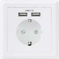 Basetech 1425527 Unterputz-Steckdose mit USB IP20 Weiß von Basetech