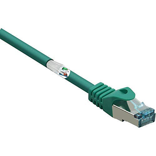 Basetech BT-1715425 RJ45 Netzwerkkabel, Patchkabel CAT 6a S/FTP 15.00 cm Grün mit Rastnasenschutz, Flammwidrig 1 St. von Basetech