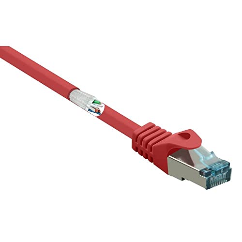 Basetech BT-2270450 RJ45 Netzwerkkabel, Patchkabel CAT 6a S/FTP 3.00 m Rot mit Rastnasenschutz, Flammwidrig 1 St. von Basetech