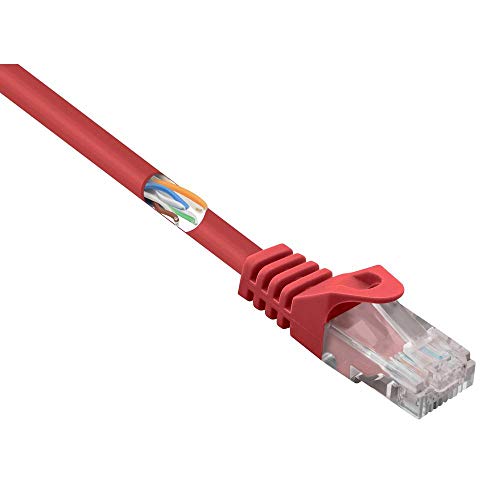 Basetech BT-2304657 RJ45 Netzwerkkabel, Patchkabel CAT 5e U/UTP 25.00 cm Rot mit Rastnasenschutz 1 St. von Basetech