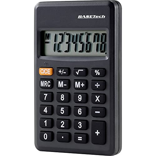 Basetech BT-CA-1008 Taschenrechner Schwarz Display (Stellen): 8 batteriebetrieben (B x H x T) 89 x 59 x 11 mm von Basetech