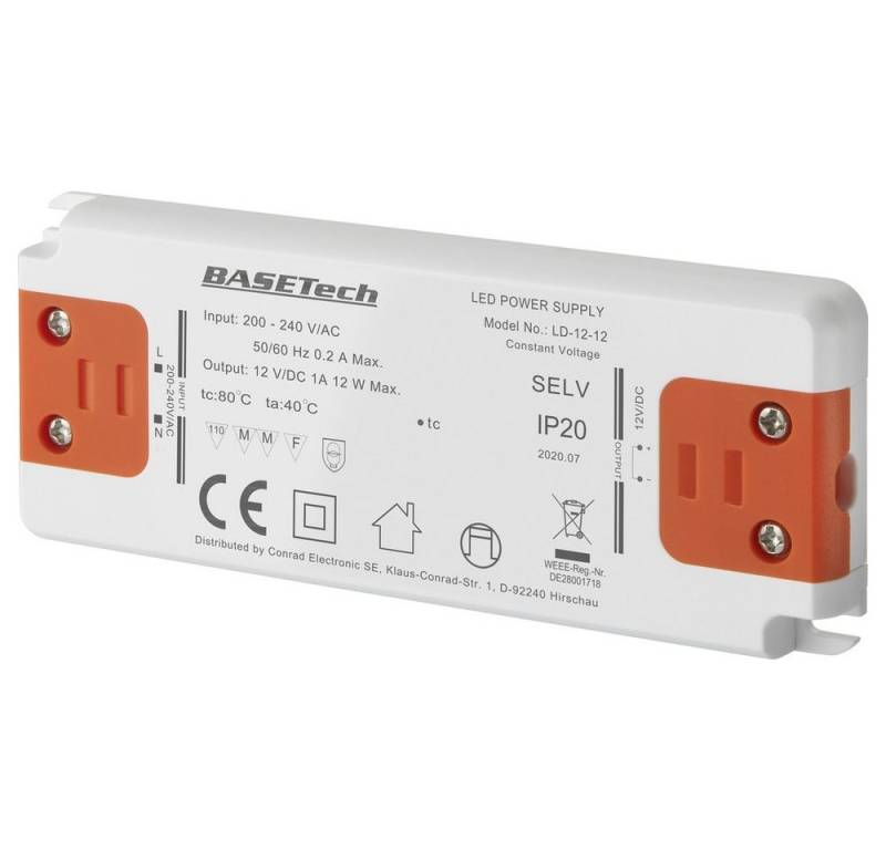 Basetech Basetech LD-12-12 LED-Trafo Konstantspannung 12 W 1 A Möbelzulassung LED Trafo von Basetech