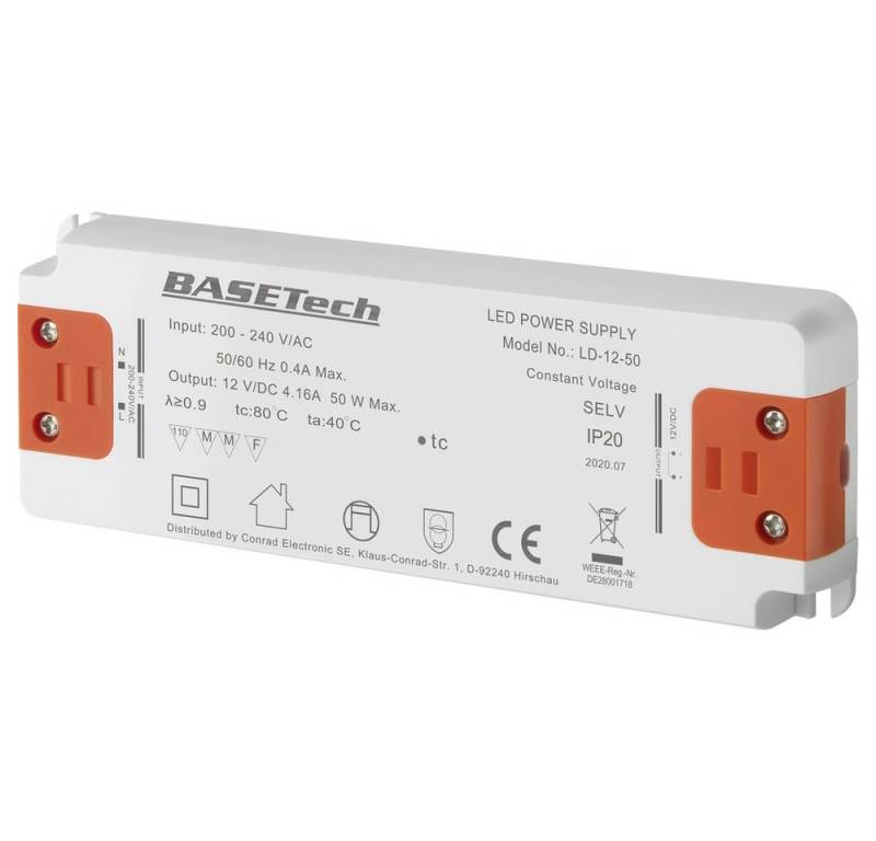 Basetech Basetech LD-12-50 LED-Trafo Konstantspannung 50 W 4.16 A Möbelzulass LED Trafo von Basetech