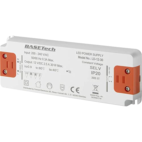 Basetech LD-12-30 LED-Trafo Konstantspannung 30 W 2.5 A Möbelzulassung, Überspannung, Montage auf entflammbaren Oberflä von Basetech