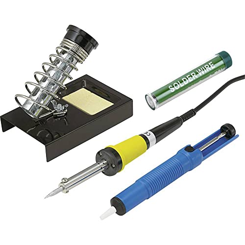 Basetech Lötkolben-Set 230 V 30 W Bleistiftform inkl. Lötzinn, Ablage, Entlötsaugpumpe, Lötspitze von Basetech