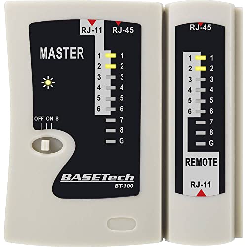 Kabeltester BT-100 Basetech BT-100 Geeignet für RJ-45, RJ-11 von Basetech