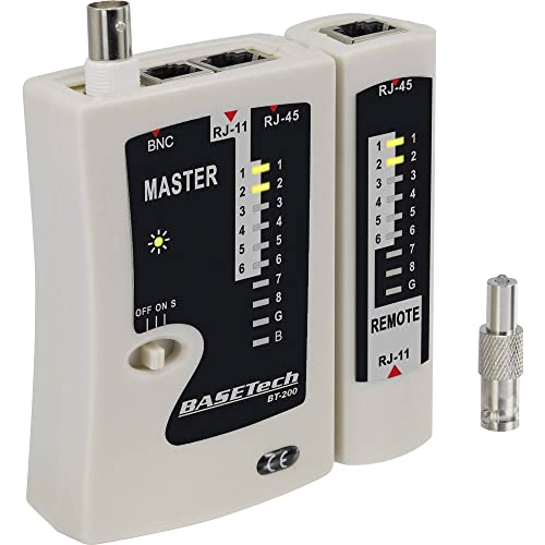 Kabeltester BT-200 Basetech BT-200 Geeignet für RJ-45, RJ-11, BNC von Basetech