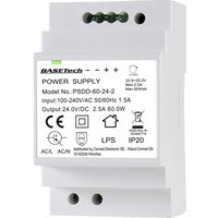 BT-2250321 Hutschienen-Netzteil (DIN-Rail) 24 v 2.5 a 60 w Anzahl Ausgänge:2 x Inhalt 1 s - Basetech von Basetech