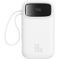 QPow 2 20000 mAh 30 W Powerbank mit 2 integrierten USB-C-Kabeln - Weiß von Basetech